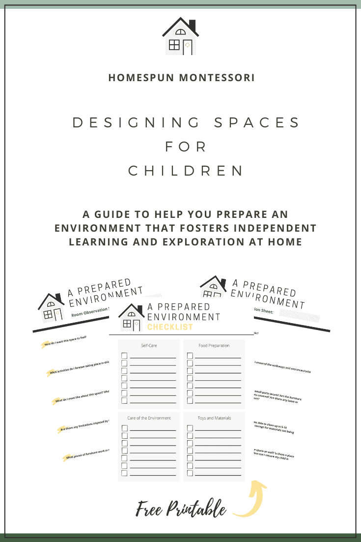 Designing Spaces for Children: A Guide to Help You Prepare an Environment That Fosters Independent Learning and Exploration at Home is available free to download at www.freeandunfettered.com. #montessori #preparedenvironment #designingspacesforchildren #montessoriathome #homeschooling #childledlearning